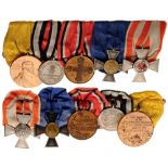 Medal bar with 5 Decorations Order of the Red Eagle, 4th Class, Silver, enameled, Cross for