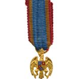 HONOR BADGE OF THE ROMANIAN EAGLE Officer 's Cross Miniature, 4th Class, instituted in 1933.