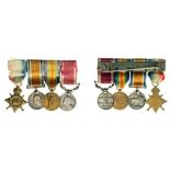 Medal Bar with 4 Miniatures 1914-15 Star, War Medal 1914-20, Victory Medal, Edward VII, Long Service