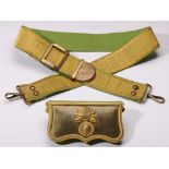 Borderguard Officer cartridge box with belt, md. 1930 The cartridge box made in brass gilt and light