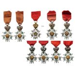 Lot of 5 ORDER OF THE LEGION OF HONOR Knight’s Crosses, July Monarchy (1830-1848), 5th Class. Breast