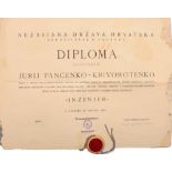 Diploma for an Engineer from the Faculty of Technology 50x65,5 cm plus wax seal in a wooden box,