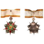 ORDER OF CHARITY NISAN I SEFKAT 2nd Class Badge with Brilliants. Breast Badge, GOLD star, set with
