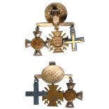 Group of 3 Miniatures General Service Merit Cross, 5th Type, WWI Commemorative Cross with Swords,