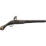 Otoman flintlock pistol, 18th Century Turkish in design and has a beautifully carved wooden body