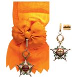 ORDER OF THE OUISSAM ALAOUITE Grand Cross Badge, 1st Class, 1st Model, instituted in 1886. Sash