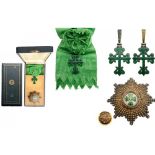 ORDER OF BENOIT D'AVIZ Grand Cross Set, 1st Class, reinstituted in 1894. Sash Badge, 53x40 mm,