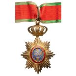 ROYAL ORDER OF CAMBODIA Commander's Cross, 3rd Class, instituted in 1864. Neck Badge, 92x60 mm, gilt