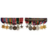 Medal Bar with 6 Miniatures 1939-45 Star, France and Germany Star, Defense Medal, War Medal 1939-45,