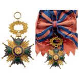 CROSS OF “AMICALE DE RODERN“ Grand Cross Badge. Sash Badge, metal gilt, 39 mm, one side enameled,