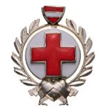 HONOR DECORATION OF THE RED CROSS Silver Badge of Merit. Breast Badge, 42x34 mm, silvered Bronze,