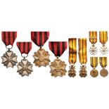 A group of 5 Decorations 2 Civil Decoration Gold and Silver Medals Type I (with Administrative