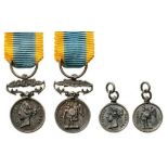 Crimea Medal, instituted in 1854 Miniature. Breast Badge, Silver, 9x11 mm, original suspension rings