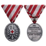 HONOR DECORATION OF THE RED CROSS Silver Medal of Merit. Breast Badge, 40x33 mm, silvered Bronze,