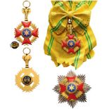 NATIONAL ORDER Grand Cross Set, instituted in 1960. Sash Badge, 72x46 mm, gilt Bronze, enameled,