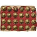 Lot of 200 military Buttons, md 1873 18th Regiment: diameter 8 mm-100 pcs, diameter 20 mm- 100