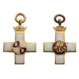 ORDER OF MILITARY MERIT Knight's Cross Miniature. Breast Badge, bronze gilt, 16 mm, enameled,