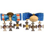 Group of 3 Miniatures Order of the Crown, Order of the Red Eagle, Prussia, Long Service Cross for 20