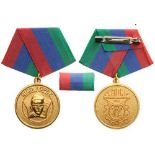 Nico Lopez Medal Breast Badge, 30 mm, gilt Bronze, original suspension ring and ribbon with ribbon