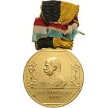 Kaiser Jubliaeum-Festzug Medaille, 1908 Breast Badge, 34 mm, gilt Bronze, signed “Josef Hev”,