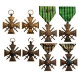 Lot of 4 War Crosses 1939-40, so called Vichy Type Breast Badges, Bronze, circa 37 mm, original