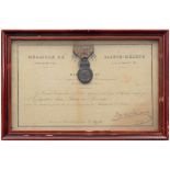 Sainte Hélène Medal, instituted in 1857 Breast Badge, 50x31 mm, Bronze, original suspension ring and