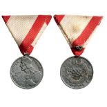 ORDER OF KING ZVONIMIR’S CROWN Silver Medal, instituted in 1941. Breast Badge, 32 mm, lead, original