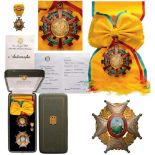 ORDER OF NATIONAL MERIT Grand Cross Set, 1st Class, instituted in 1821. Sash Badge, 55 mm, gilt