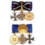 Group of 3 Miniatures Order of the Iron Cross, 1914, WWI Commemorative Medal with Swords, Prussia,