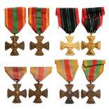 Lot of 4 Volunteer Combatant Medals 1914-18 Type (2x), 1939-45 Type, Resistance Type. Breast Badges,