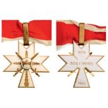 ORDER OF KING ZVONIMIR'S CROWN 1st Class Cross with Swords, instituted in 1941. Neck Badge, 50 mm,