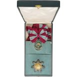 ORDER OF THE SARDAR U ALLAH 2nd Class Set Military Division. Sash Badge, 55x40 mm, Silver