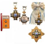 ORDER OF NJEGOS Grand Cross Set. Sash Badge, 80x55 mm, gilt Silver, original sash. Breast Star, 88