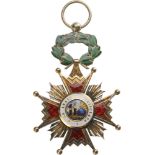 ORDER OF ISABELLA THE CATHOLIC Grand Cross Set, instituted in 1815. Sash Badge, 65x42 mm, GOLD,19.