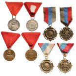 Lot of 4 Medals Commemorative Cross for the War of Liberation 1914-1918 (2x) and Milos Obilic