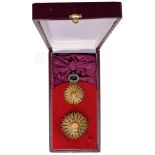 ORDER OF THE SUN OF PERU Grand Cross Set, 1st Class, instituted in 1821. Sash Badge, 87x60 mm,