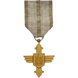 ORDER OF THE AERONAUTICAL VIRTUE, 1930 Gold Cross, 1st Model with cipher of King Carol II, for