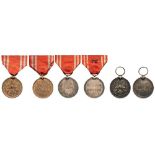 Lot of 3 Red Cross Membership Medal, instituted in 1888 Breast Badges, 30 mm, Silver (2) and Bronze,