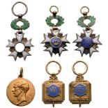Lot of 4 Miniatures Order of the Crown (2), Medal of the National Federation of Invalids, Medal with