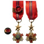 NATIONAL ORDER Grand Officer’s Badge Miniature. Breast Badge, gilt Silver, 15 mm, enameled, original