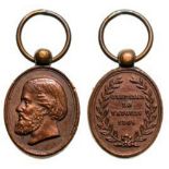 Rare Miniature Medal of the Uruguay Campaign 1864 Breast Badge, 16x11 mm, Bronze awarded to the