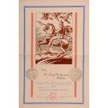 Diploma from the Belgrade Sokol Society 50x32 cm, dated 1930 (Alexander I), folded. I