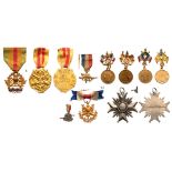 Lot of 8 Decorations 2 Medals of the French Veterans Societies, Anrath Veterans Society Merit Cross,