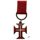 ORDER OF THE CHRIST Knight’s Cross Miniature. Breast Badge, 15x12 mm, silver, enameled, original