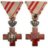 RED CROSS ORDER, 1876 Breast Badge, 61x40 mm, Silver, both sides enameled, original suspension