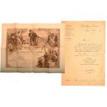 Diploma for a Bronze Medal of Honor for Mutual Aid awarded to a French Officer. Diploma for a Bronze