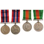 Lot of 2 Decorations Defense Medal, War Medal, 1940-45, both medals instituted in 1945. Breast