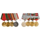 Medal Bar with 4 Decorations 20 Years Jubilee Medal for the Victory in the Great Patriotic War 1945,