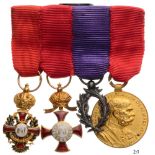 Group of 4 Miniatures Group of 4 Miniatures Order of Franz Joseph in GOLD, Merit Cross in GOLD (