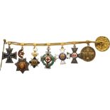 Personal Group of 7 Miniature Decorations Prussia, Order of the Iron Cross, Silver; Turkey, Order of